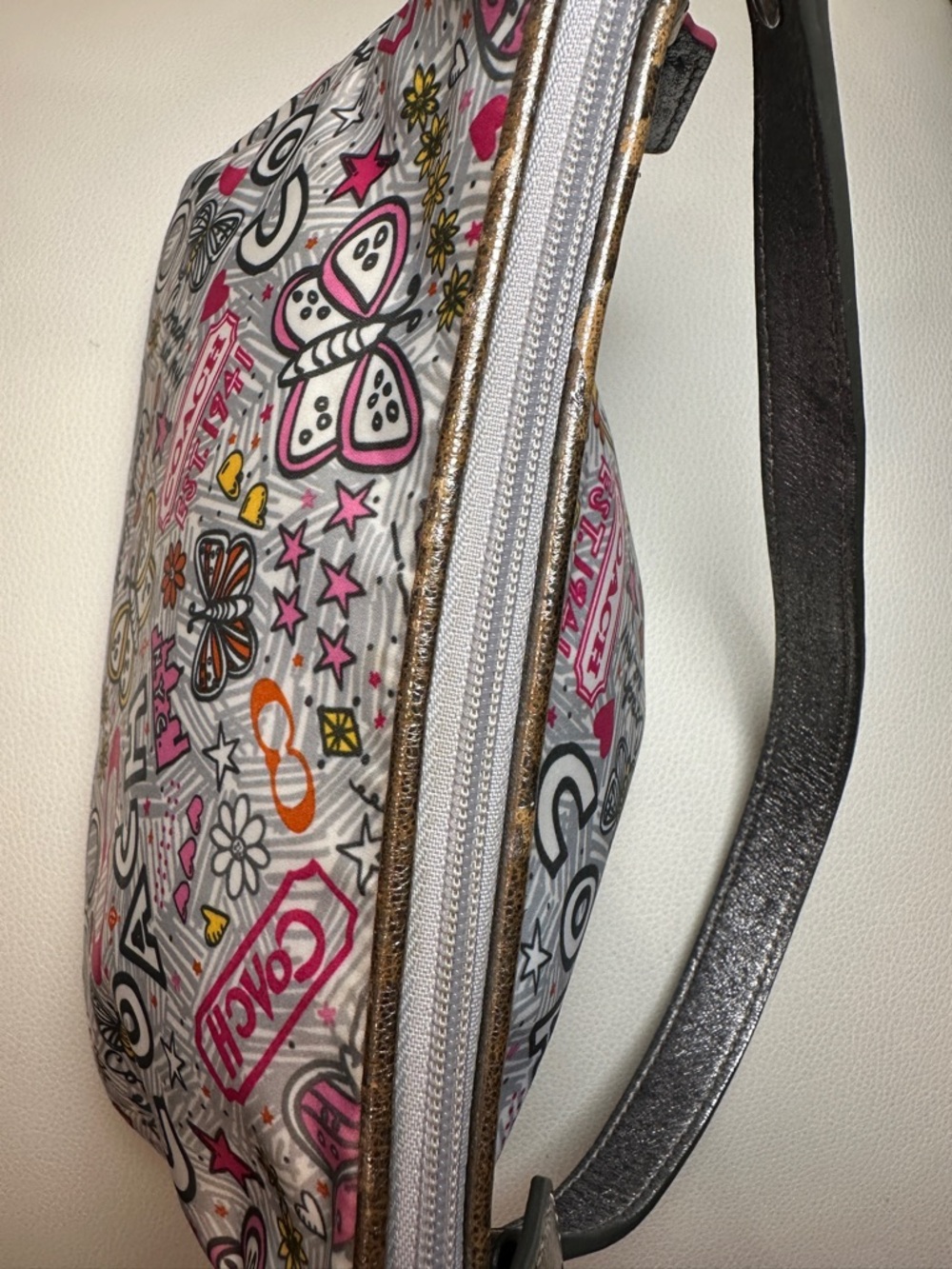 COACH Poppy Butterfly Graffiti Print Butterfly Nylon Mini Shoulder Bag NWOT - Picture 12 of 16